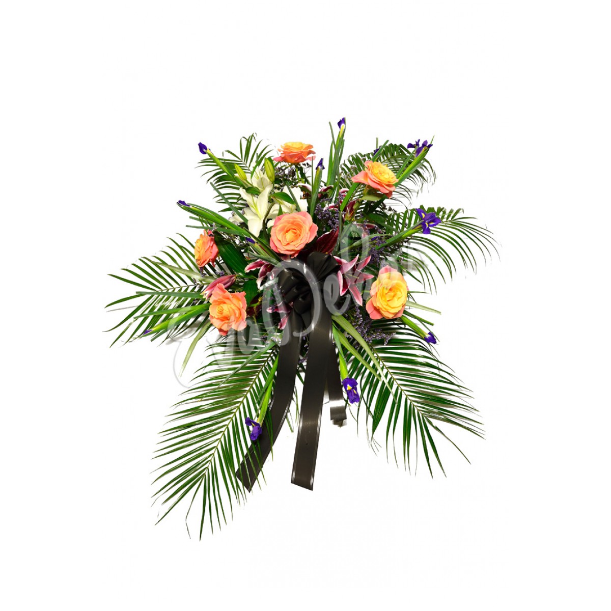 Smuteční kytice Růže s irisem - EvaDekor.cz rozvoz květin po Praze