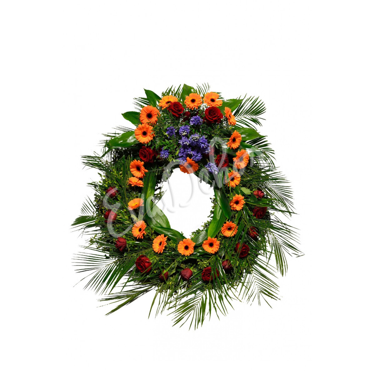 Smuteční věnec Gerbery a růže - EvaDekor.cz rozvoz květin Praha