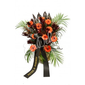 Smuteční kytice Leucadendron a gerbery - EvaDekor.cz rozvoz květin po Praze
