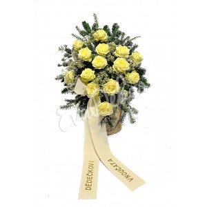 Smuteční kytice Bílé růže a chvoj - EvaDekor.cz rozvoz květin po Praze