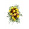 Smuteční kytice Žluté chryzantémy a oranžové růže - EvaDekor.cz rozvoz květin po Praze